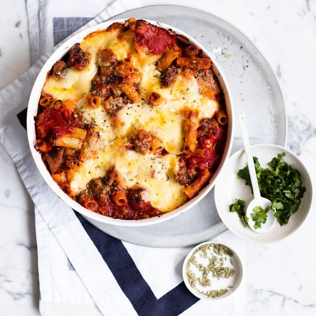 Italian Pork Sausage Rigatoni Pasta Bake | Australian Pork